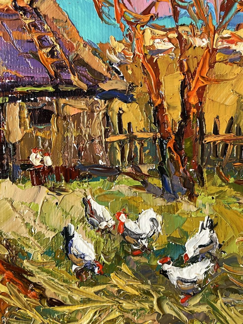 Oil painting Warm Autumn in the Village Yard Oksana Ivanyuk - 6