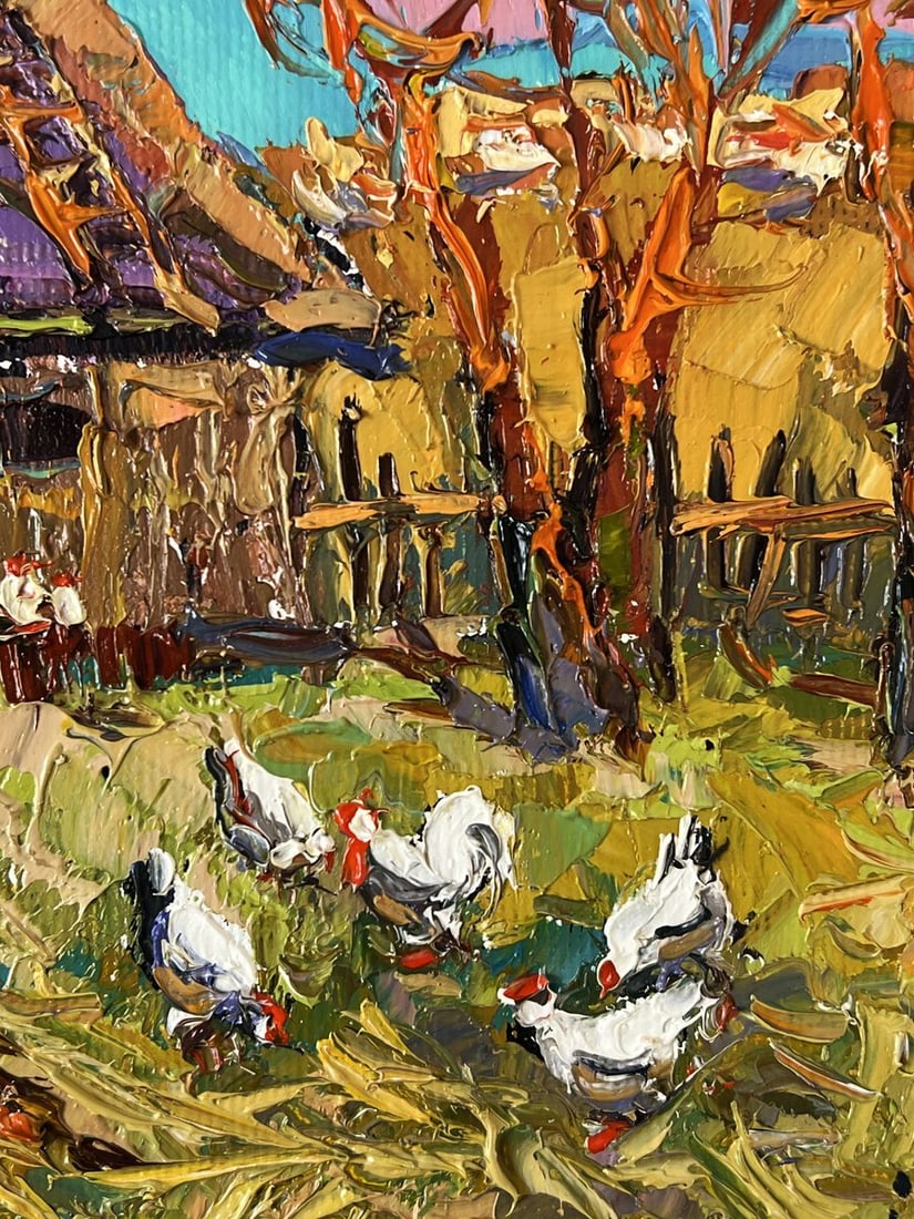 Oil painting Warm Autumn in the Village Yard Oksana Ivanyuk - 7
