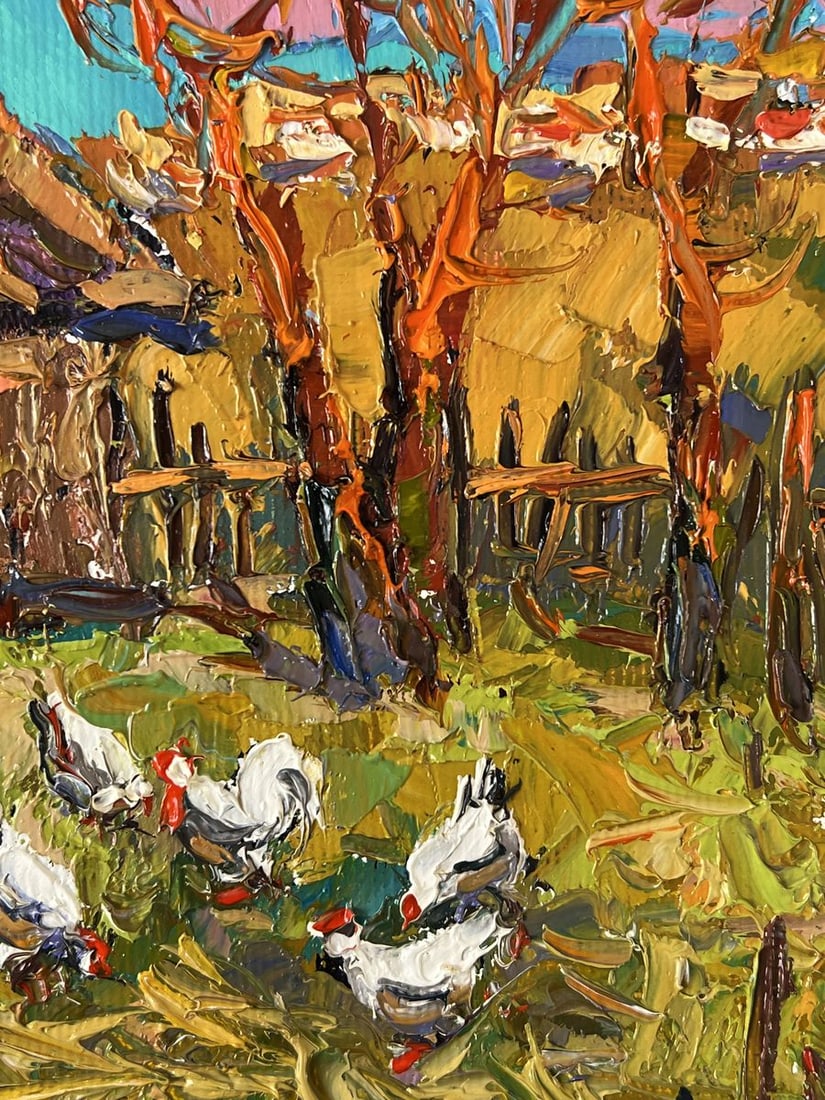 Oil painting Warm Autumn in the Village Yard Oksana Ivanyuk - 9