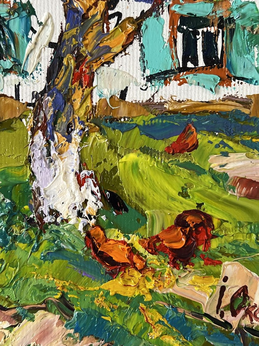 Oil painting In the Yard on a Sunny Summer Day Oksana Ivanyuk - 10