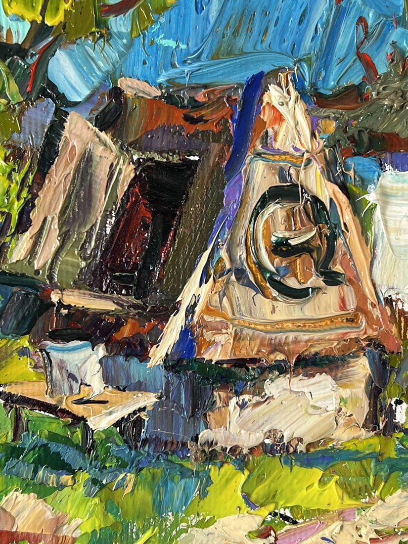 Oil painting In the Yard on a Sunny Summer Day Oksana Ivanyuk - 4