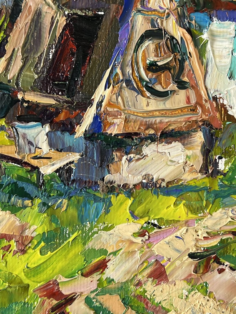 Oil painting In the Yard on a Sunny Summer Day Oksana Ivanyuk - 5