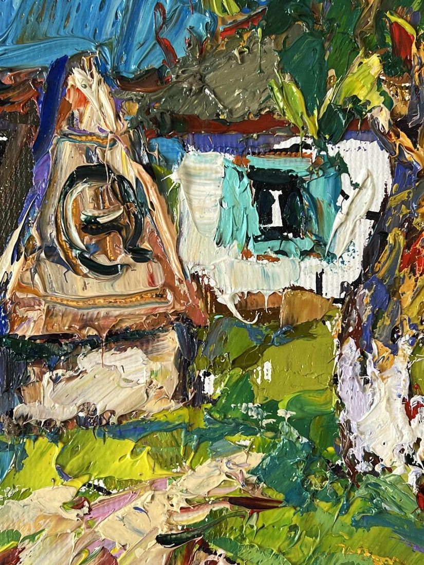Oil painting In the Yard on a Sunny Summer Day Oksana Ivanyuk - 6