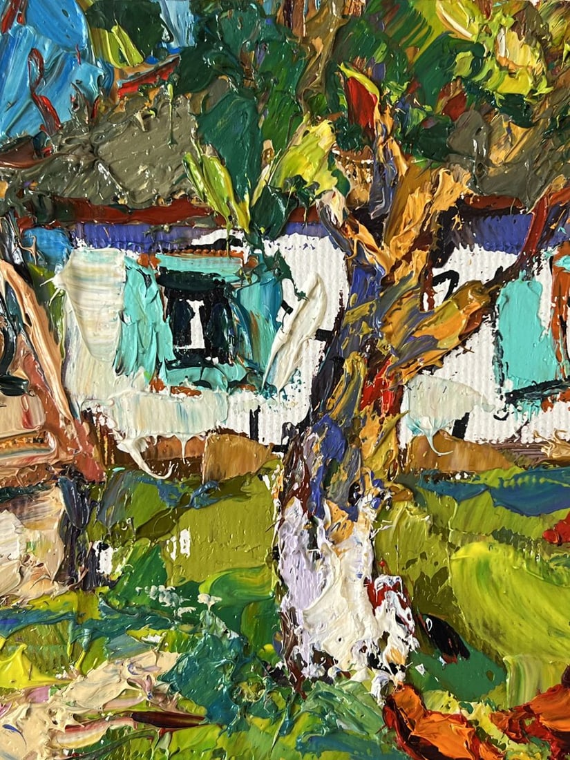 Oil painting In the Yard on a Sunny Summer Day Oksana Ivanyuk - 8