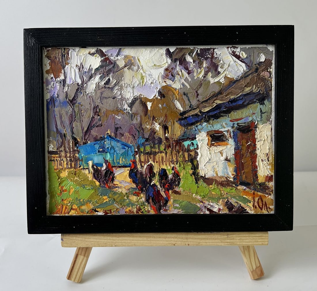 Oil painting Turkeys in the Yard in the Village Oleksiy Ivanyuk (1 of 11)