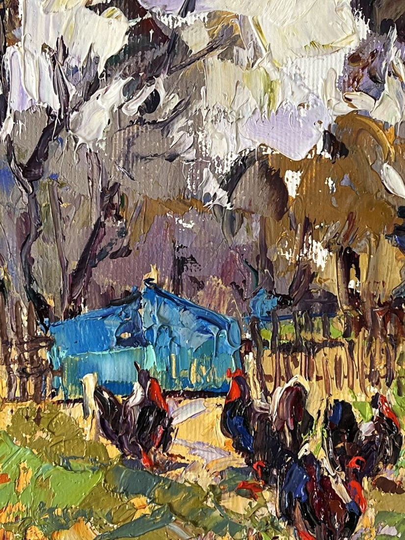 Oil painting Turkeys in the Yard in the Village Oleksiy Ivanyuk - 5