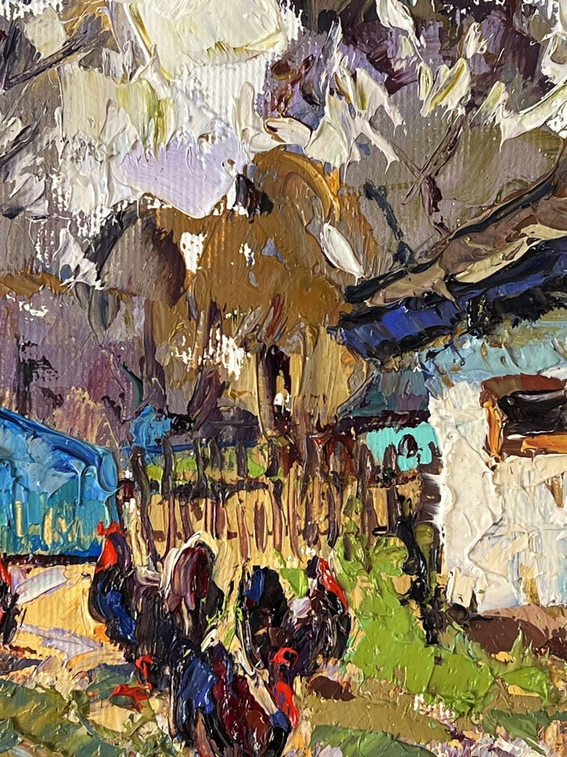 Oil painting Turkeys in the Yard in the Village Oleksiy Ivanyuk - 7