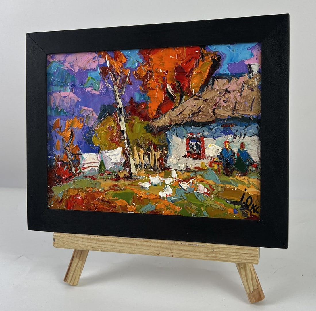 Oil painting In the Yard in the Village Oksana Ivanyuk - 2