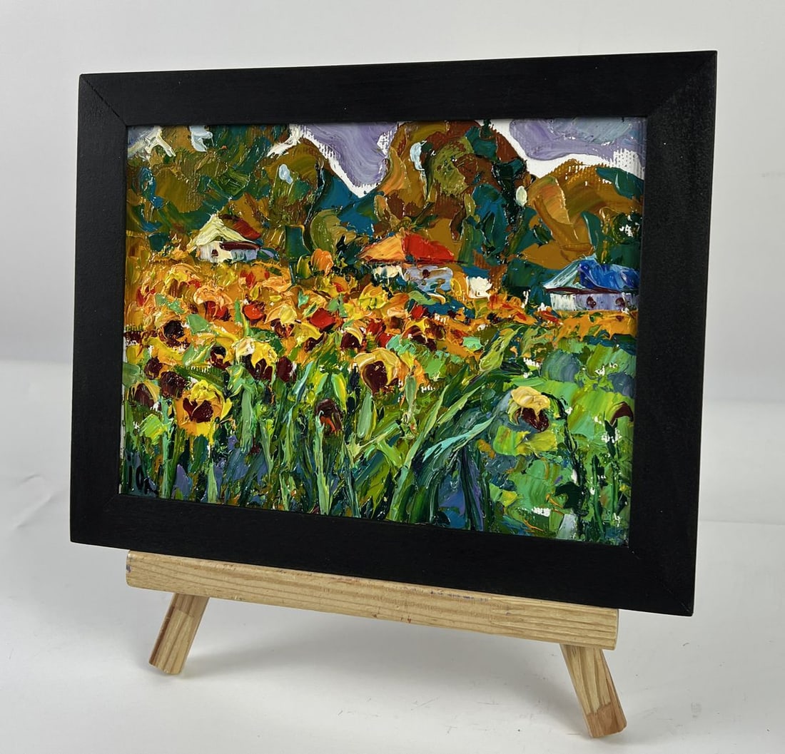 Oil painting Sunflower Field in the Village Oleksiy Ivanyuk - 2