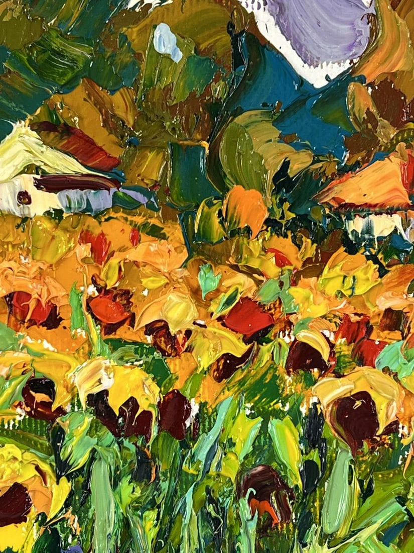 Oil painting Sunflower Field in the Village Oleksiy Ivanyuk - 4