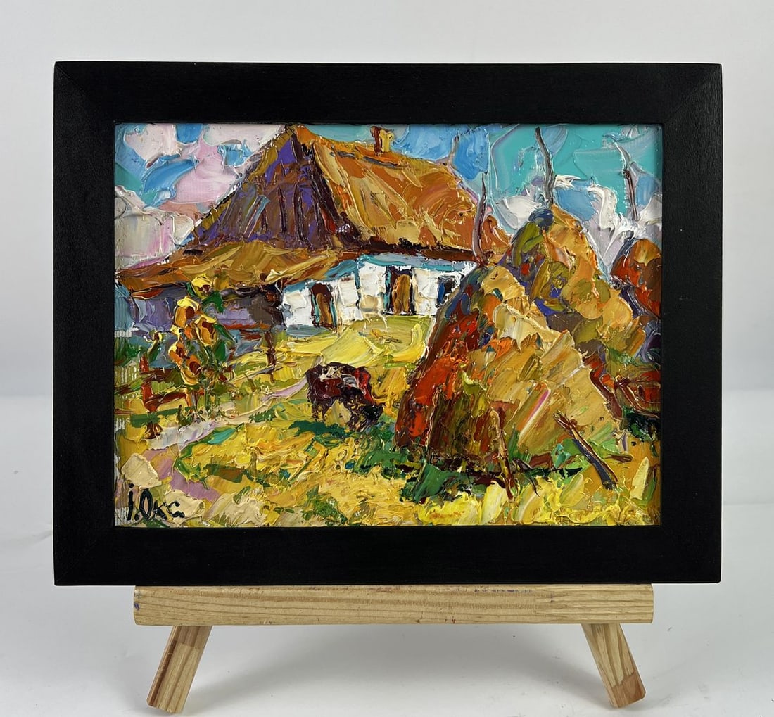 Oil painting The Sun Came Out Over the Village Oksana Ivanyuk (1 of 11)