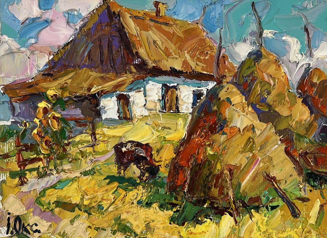 Oil painting The Sun Came Out Over the Village Oksana Ivanyuk - 3