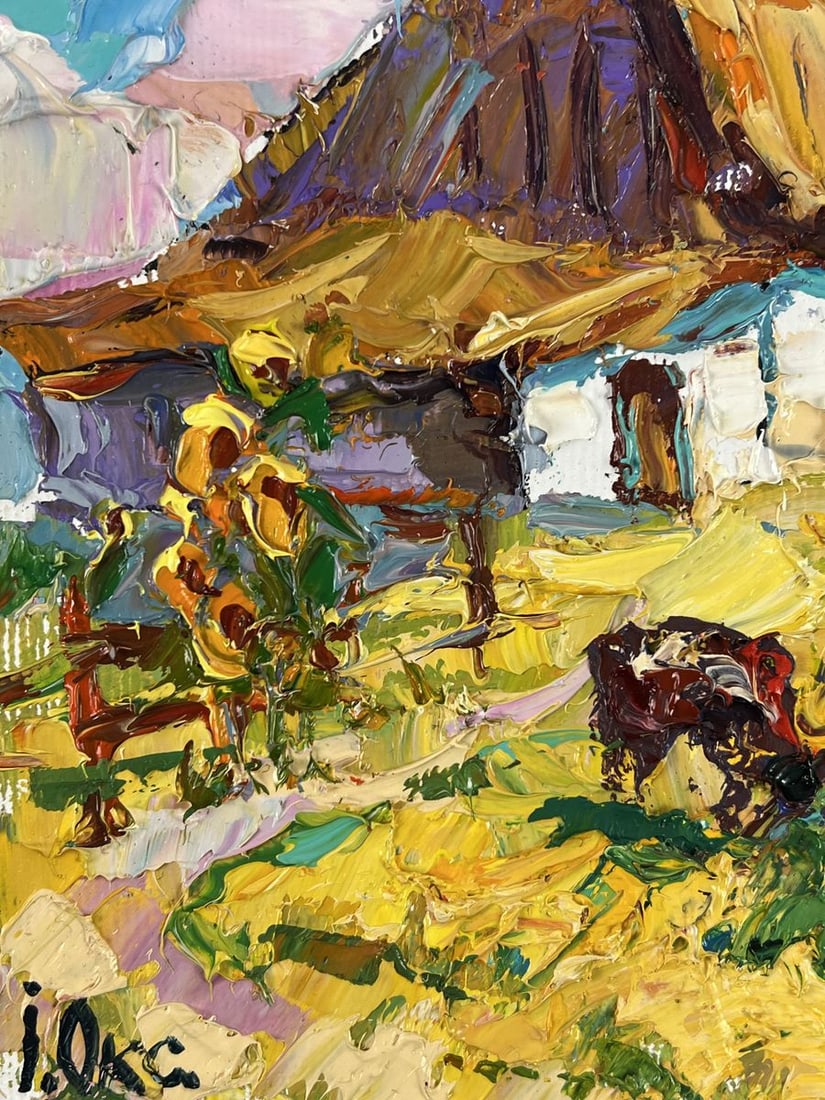 Oil painting The Sun Came Out Over the Village Oksana Ivanyuk - 5