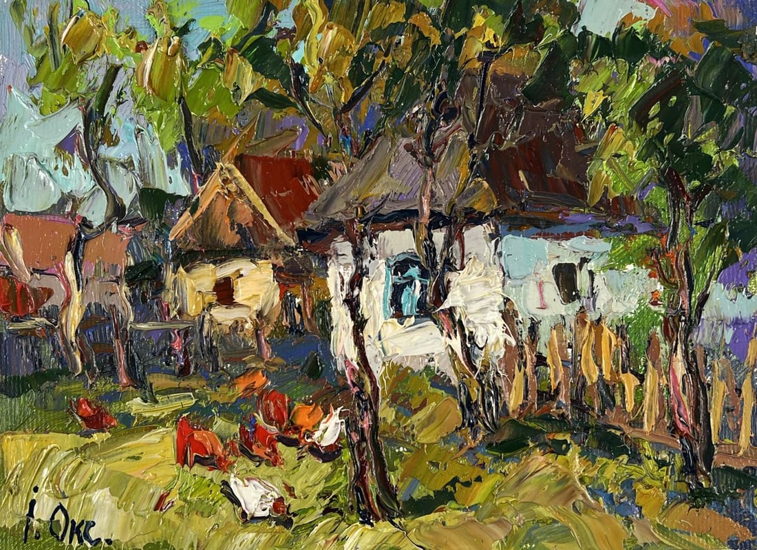 Oil painting Near the Yard of a House in a Village Oksana Ivanyuk - 3