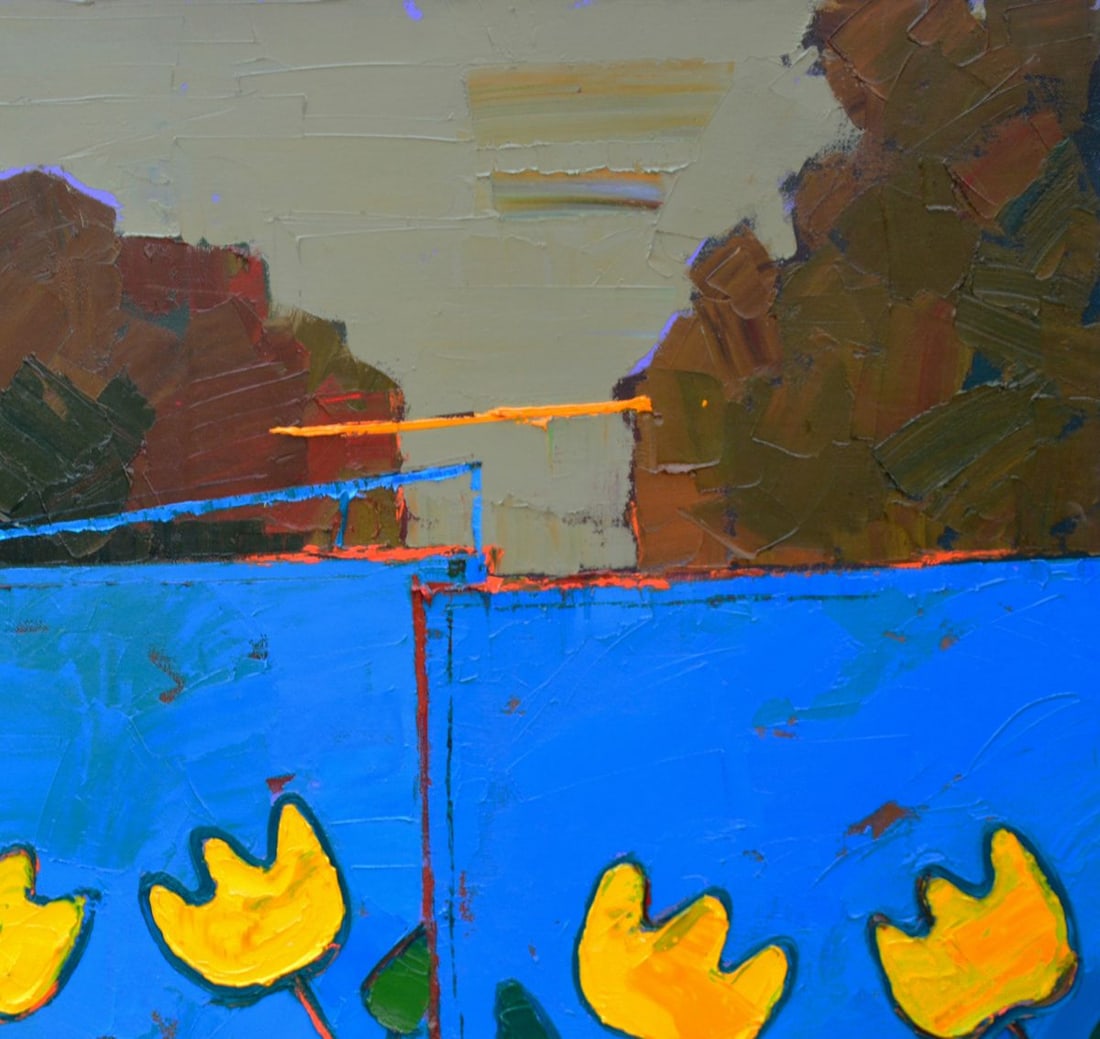 Oil painting Blue village gates Natalia Korf-Ivaniuk - 3