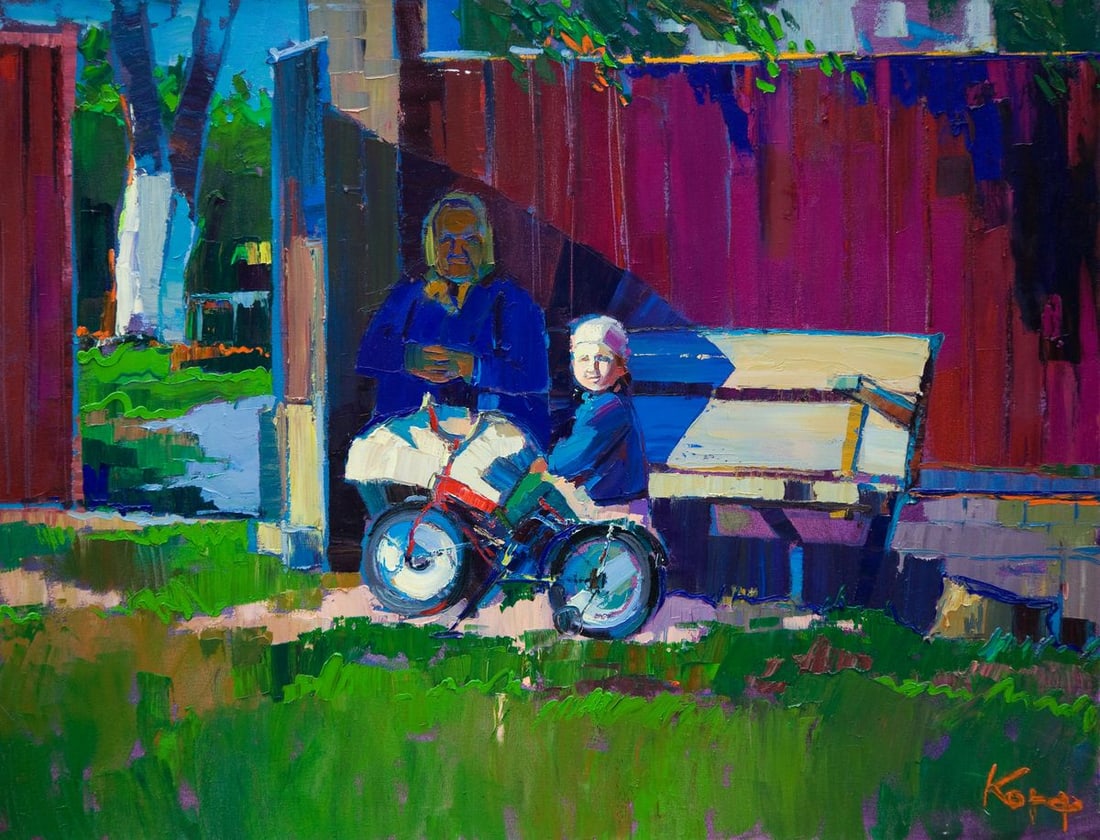 Oil painting Visiting the village Natalia Korf-Ivaniuk (1 of 7)