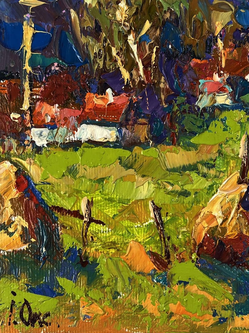 Oil painting Haystacks outside the village Oksana Ivanyuk - 5