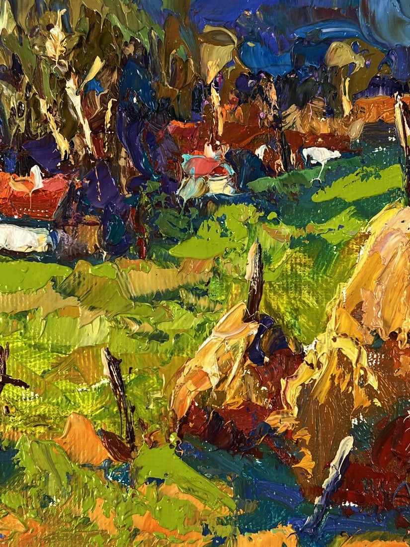 Oil painting Haystacks outside the village Oksana Ivanyuk - 7