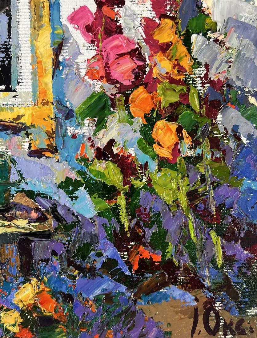 Oil painting Flower garden near the house Oksana Ivanyuk - 10