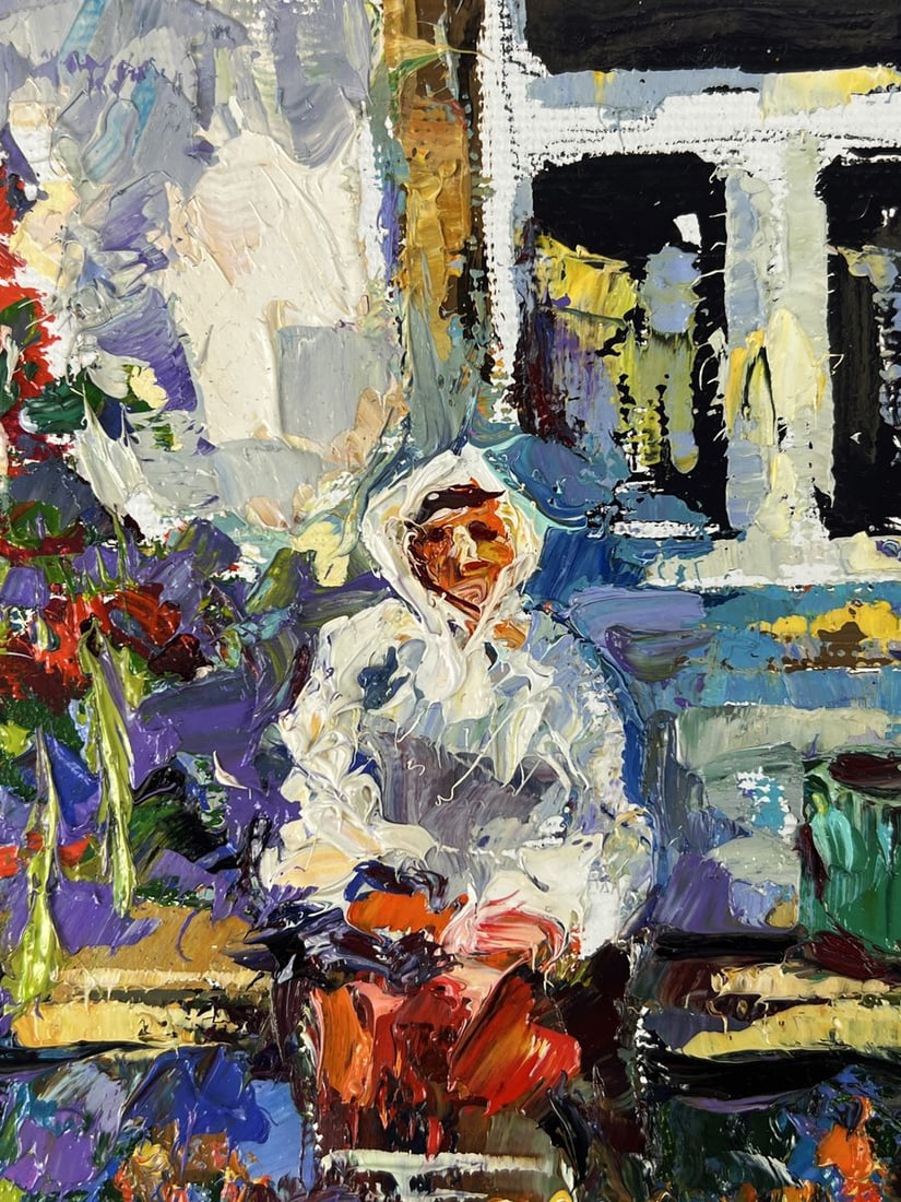 Oil painting Flower garden near the house Oksana Ivanyuk - 4
