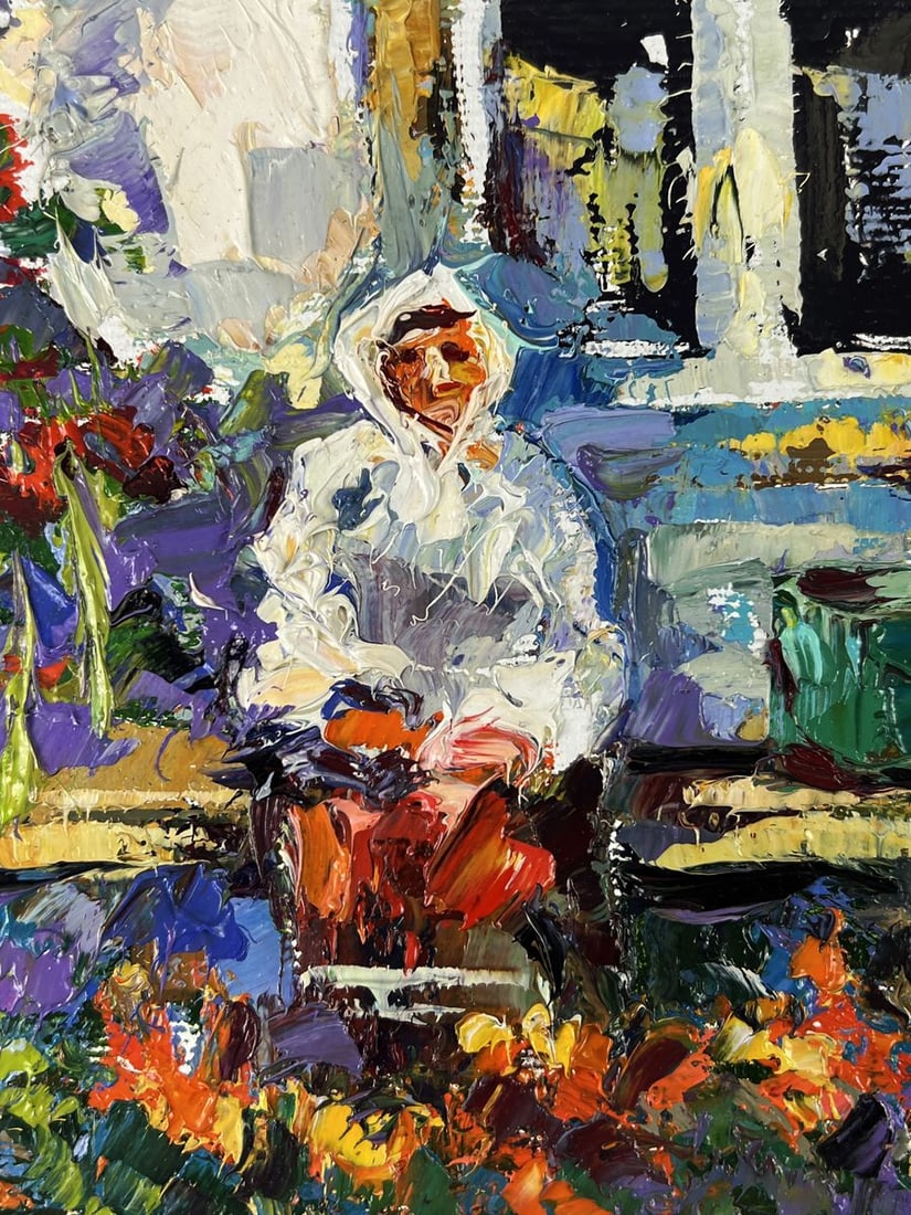 Oil painting Flower garden near the house Oksana Ivanyuk - 5