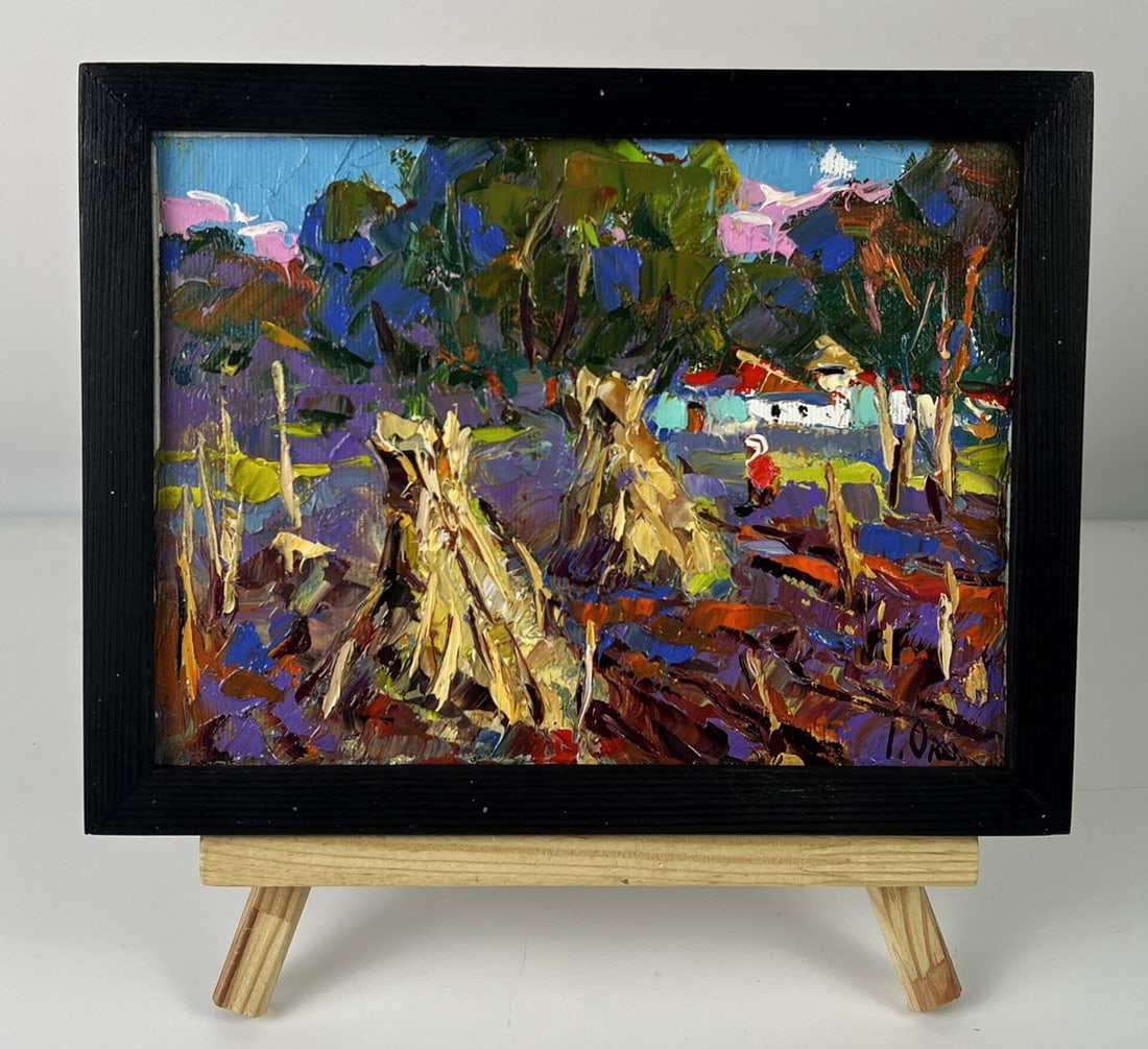 Oil painting Haystacks in the Field Oksana Ivanyuk: Title: Oil painting Haystacks in the Field Oksana Ivanyuk Description: AAA6294 *** ABOUT THIS PAINTING *** * TITLE: "Haystacks in the Field" * ARTISTS: Oksana Ivanyuk * SIZE: 15x20 cm/5.90x7.87 inches