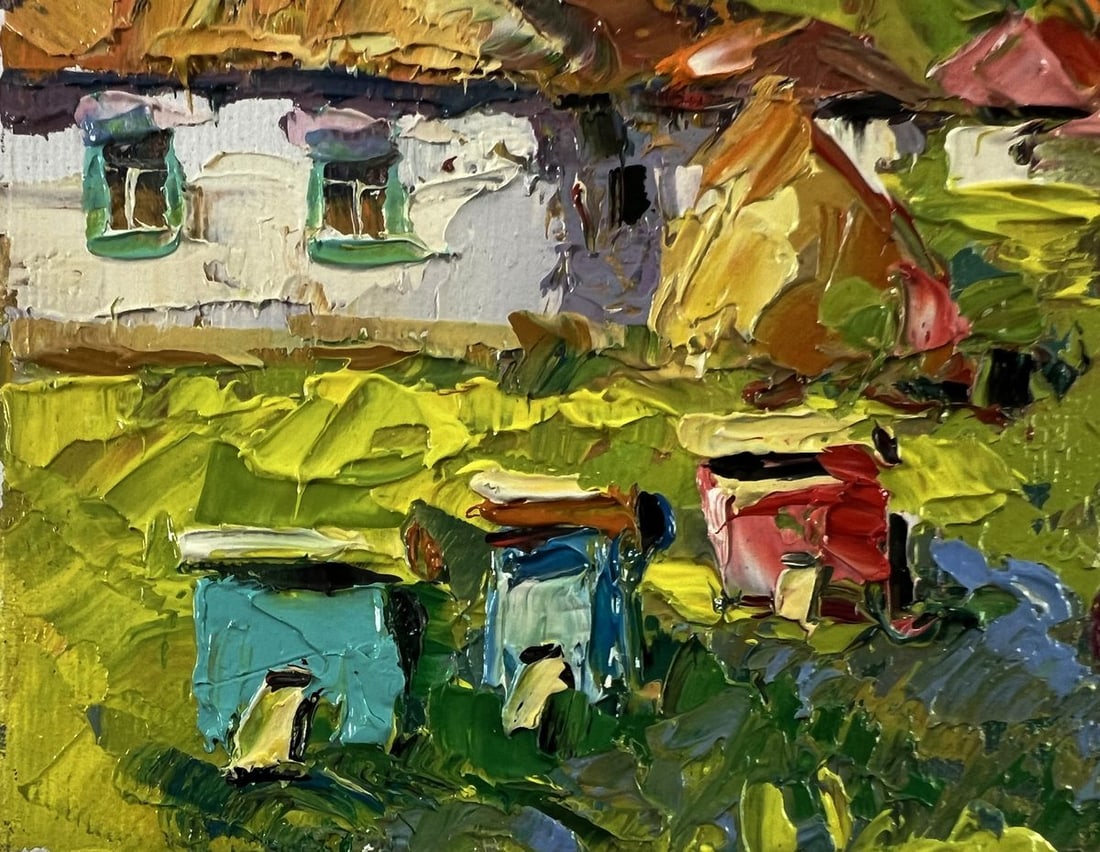 Oil painting A village yard with an apiary Oksana Ivanyuk - 6