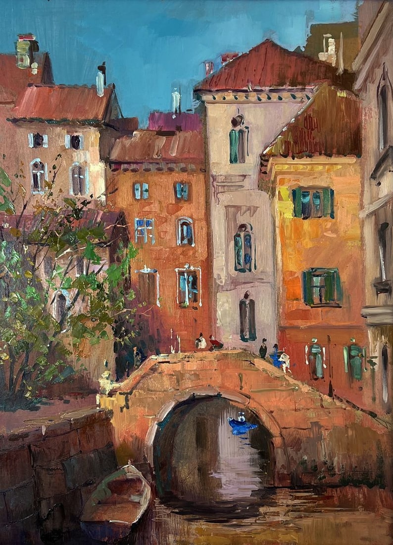 Oil painting City with a river Yuriy Suprunchuk - 3