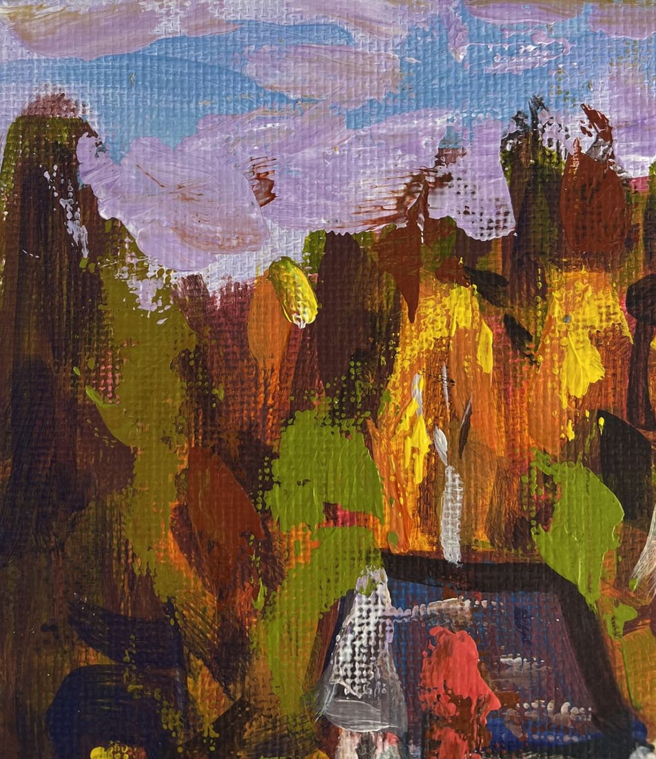 Acrylic painting The village is shrouded in autumn Mykhailo Patskan - 6