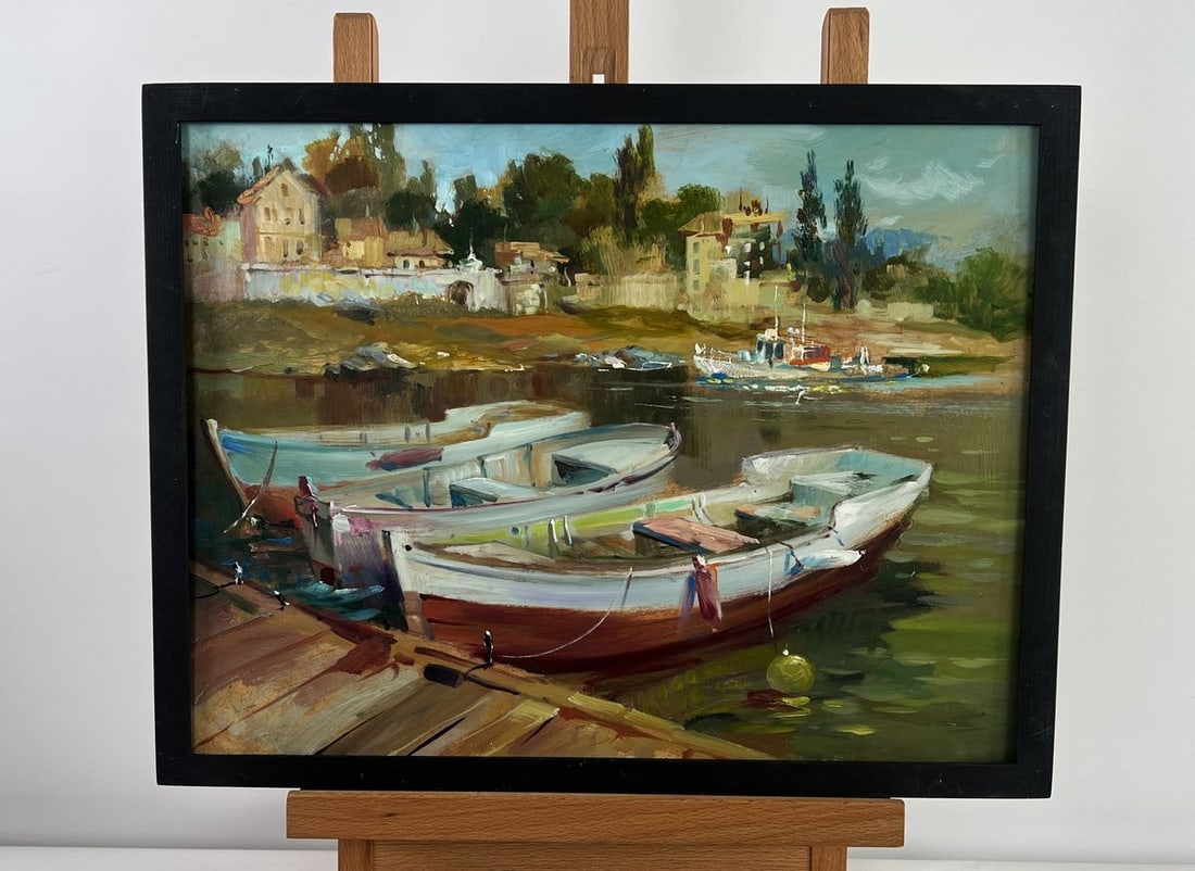 Oil painting City boat ferry Yuriy Suprunchuk (1 of 10)