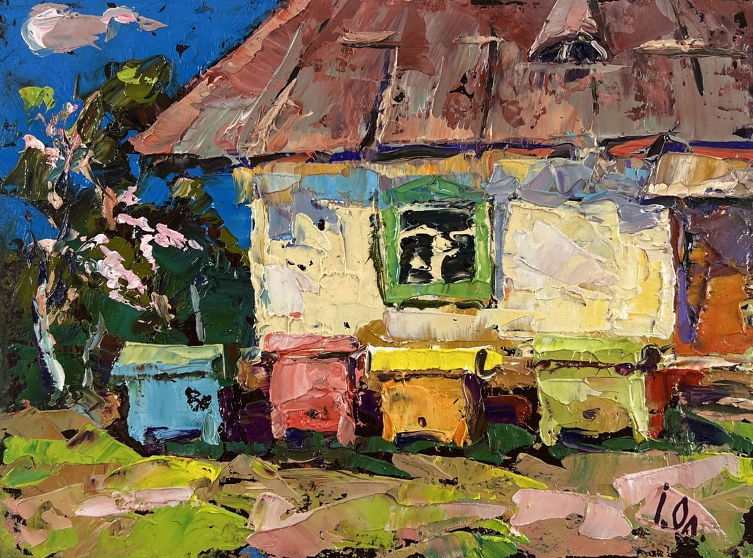 Oil painting Spring is coming to the yard Alex Kalenyuk - 3