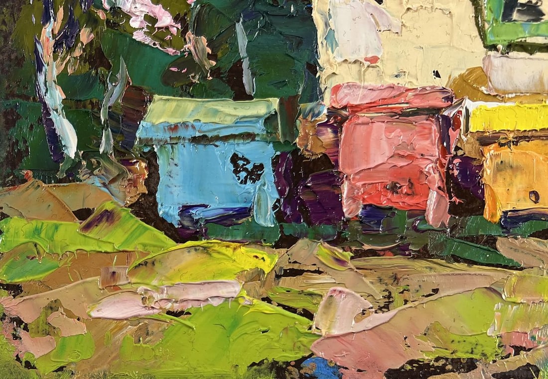 Oil painting Spring is coming to the yard Alex Kalenyuk - 6