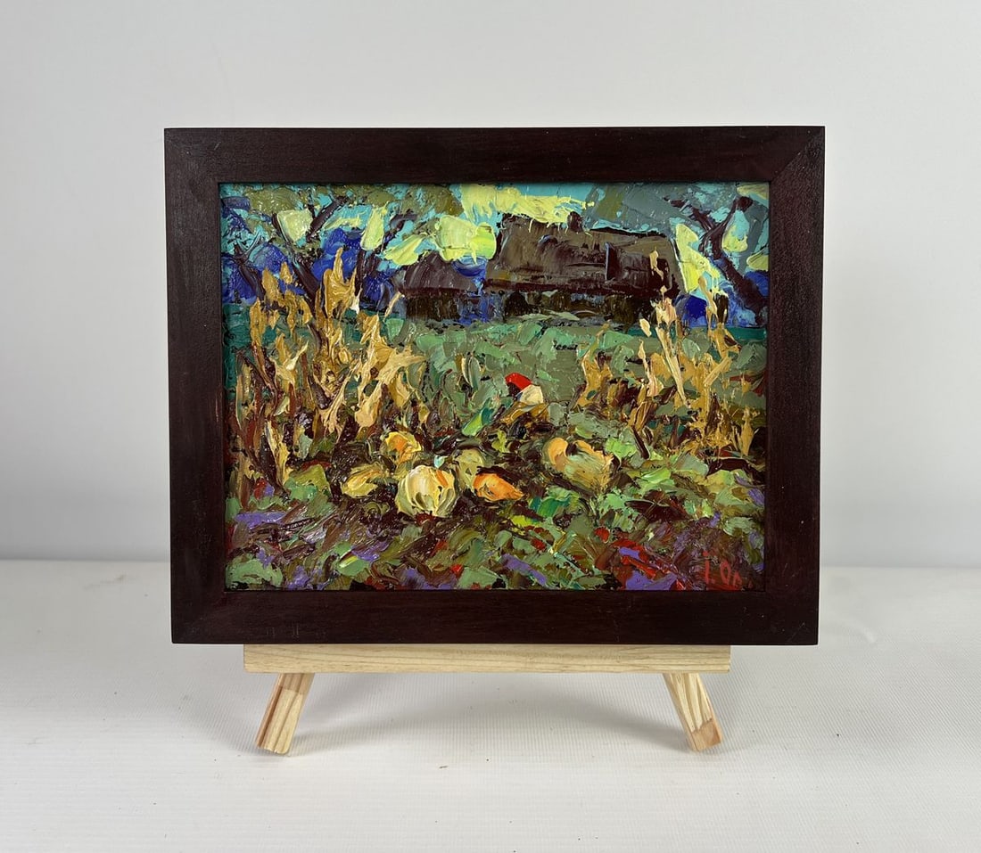 Oil painting The land that gives generosity Alex Kalenyuk: Title: Oil painting The land that gives generosity Alex Kalenyuk Description: AAA5084 The oil painting on Cardboard titled "The Land That Gives Generosity" is a heartfelt tribute to the eternal bond