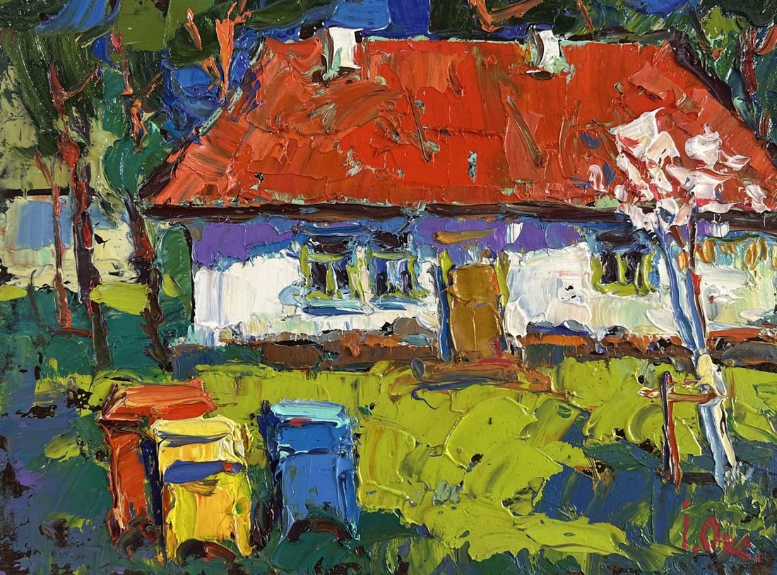 Oil painting Near the house a life of its own Oksana Kalenyuk - 3