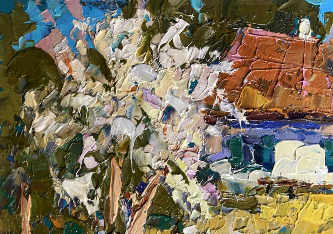 Oil painting Flowering trees in the garden Oksana Kalenyuk - 5