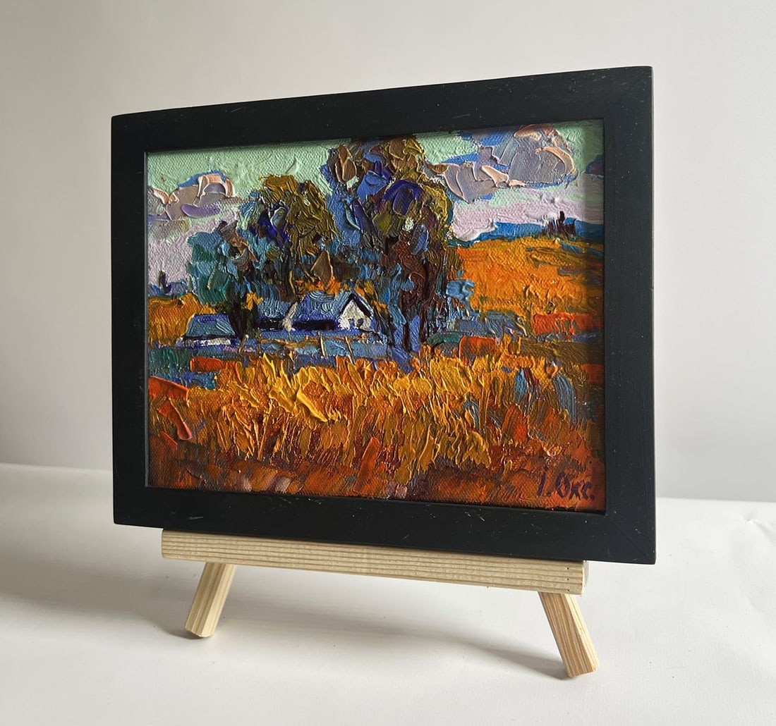 Oil painting Autumn village evening Oksana Kalenyuk - 2