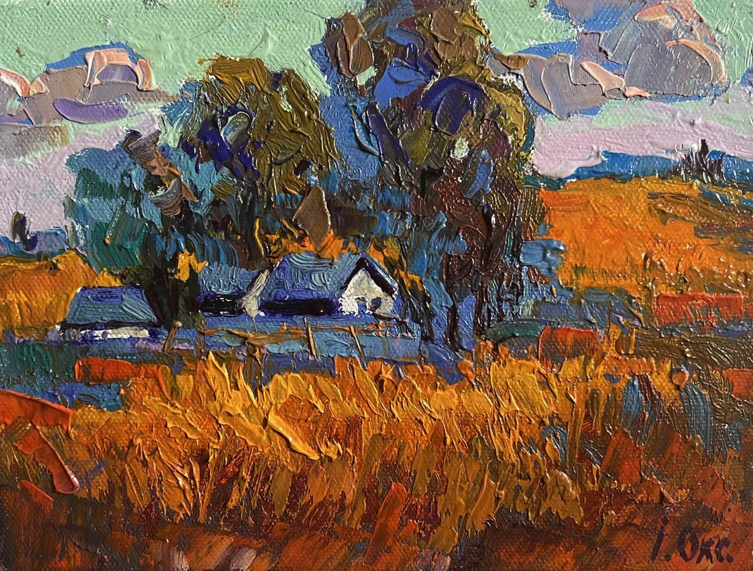 Oil painting Autumn village evening Oksana Kalenyuk - 3