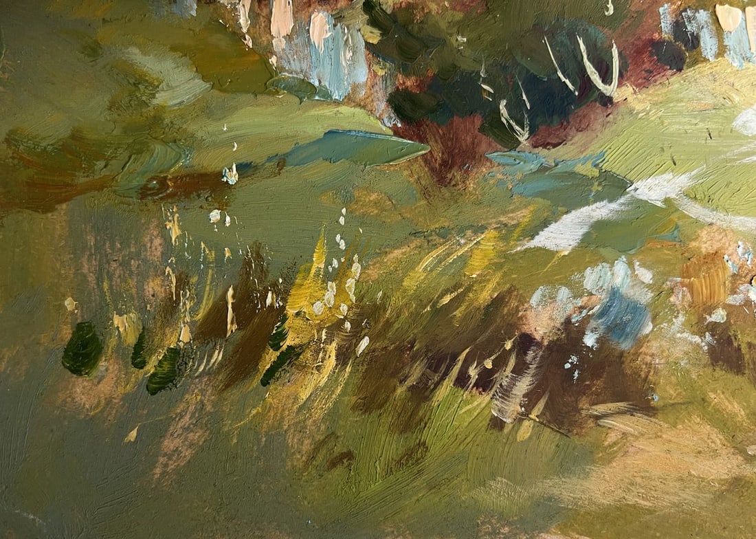 Oil painting View of the village and the church Yuriy Suprunchuk - 7