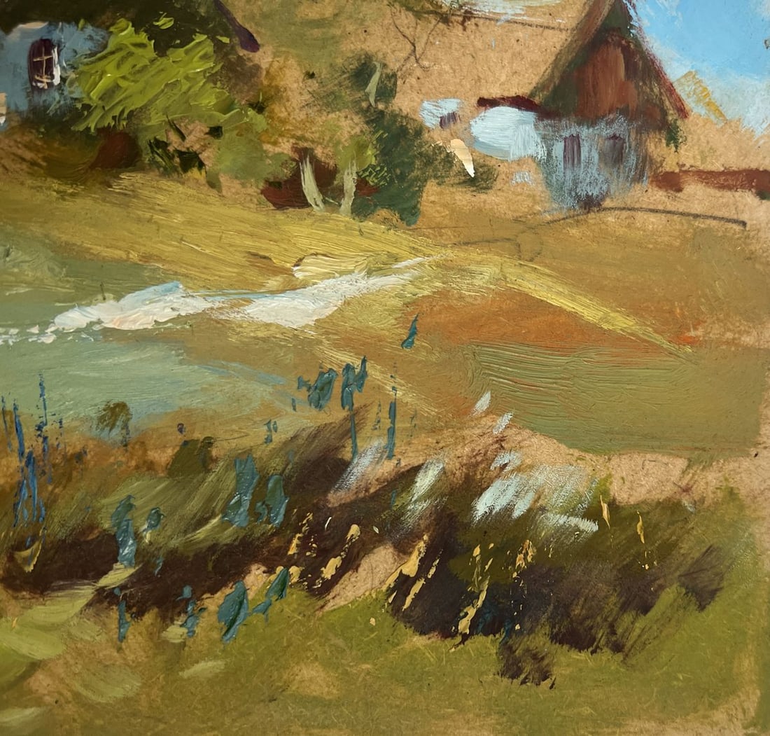 Oil painting View of the village and the church Yuriy Suprunchuk - 9