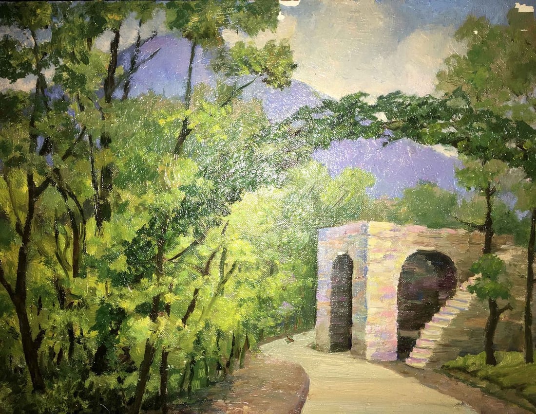 Stone arbor oil painting Lednev Dmitry - 3