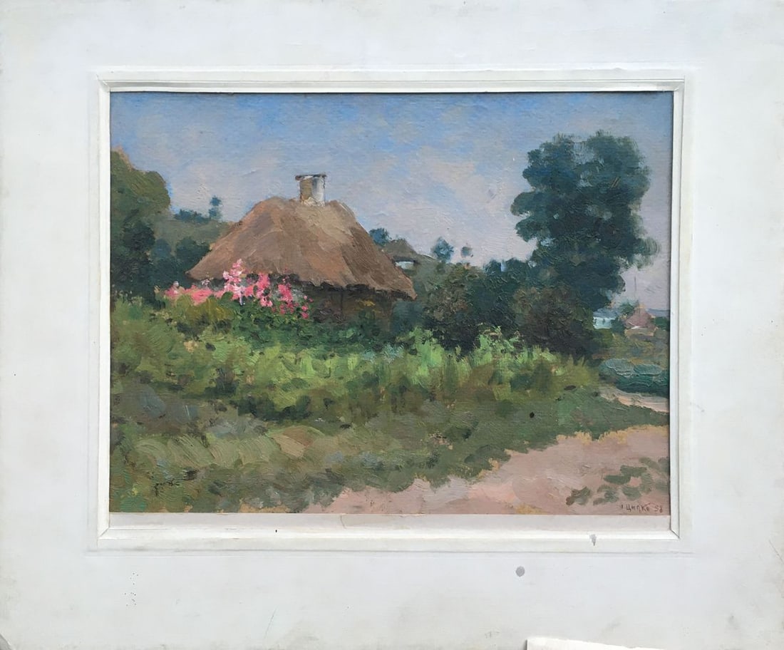 Oil painting Lonely woman's hut Tsyupka Ivan Kirillovich (1 of 10)