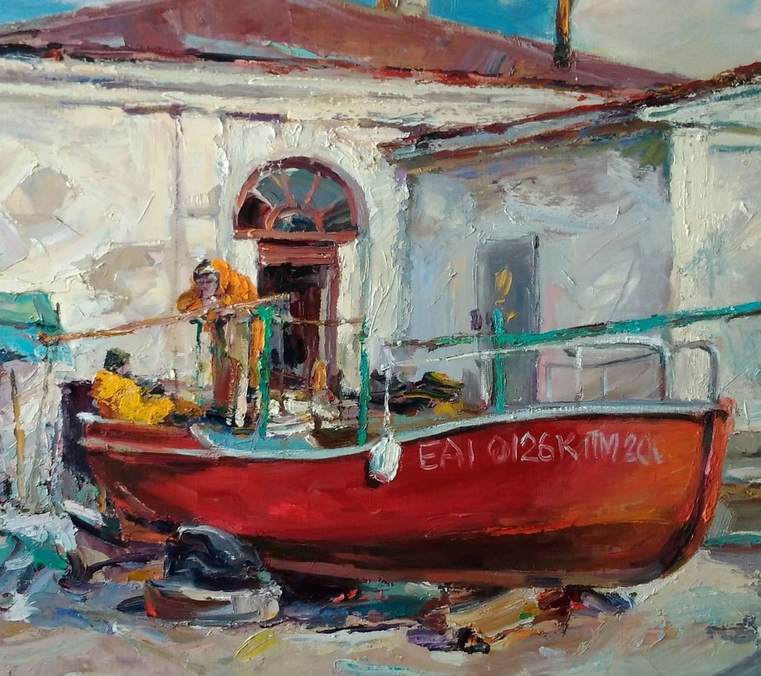 Oil painting Fishermen's yard Alexander Nikolaevich Cherednichenko - 3