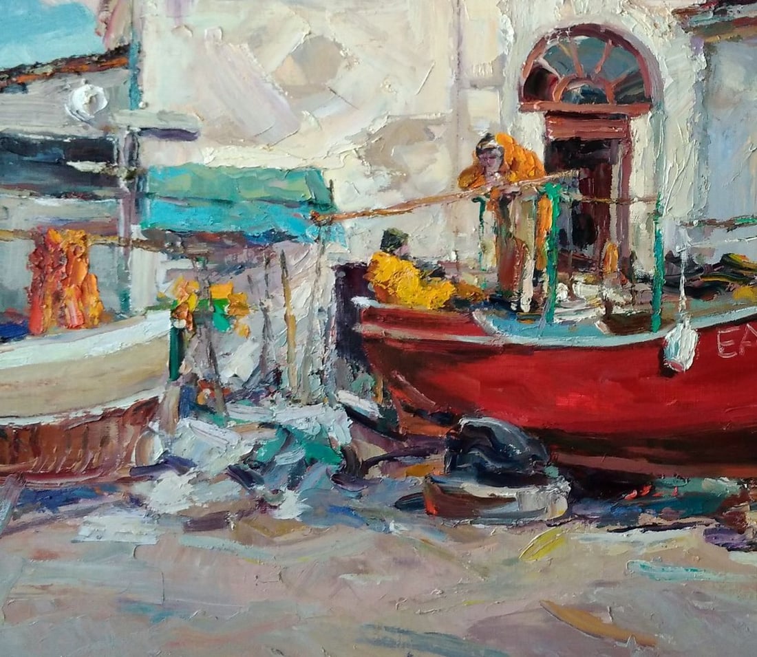 Oil painting Fishermen's yard Alexander Nikolaevich Cherednichenko - 4