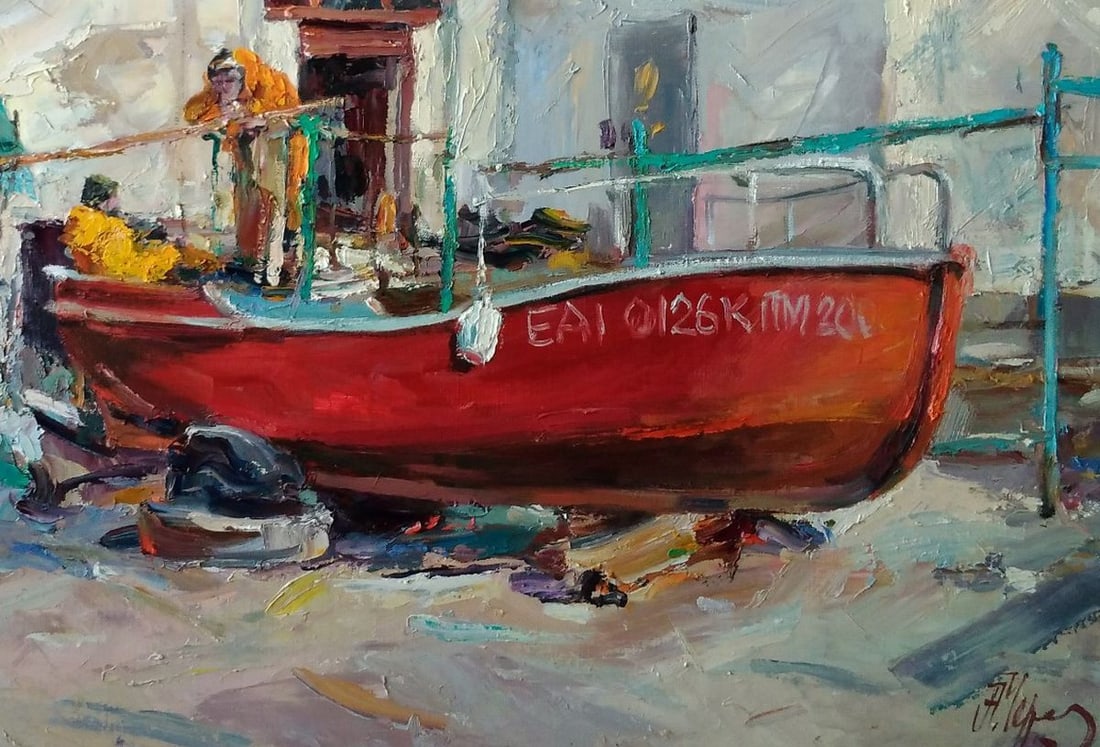 Oil painting Fishermen's yard Alexander Nikolaevich Cherednichenko - 6