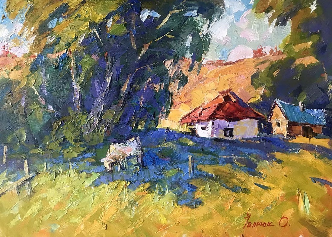 Oil painting In the shade of an old willow tree Kalenyuk Alex (1 of 4)
