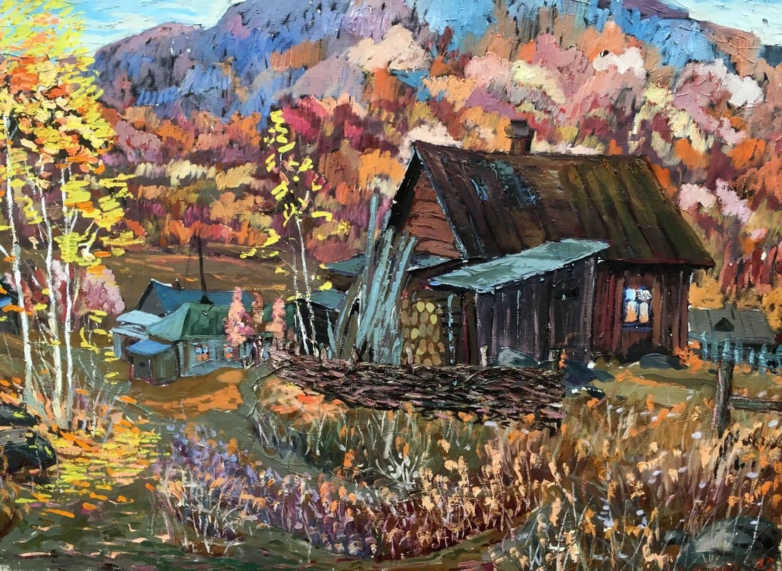 landscape of village oil painting - 2