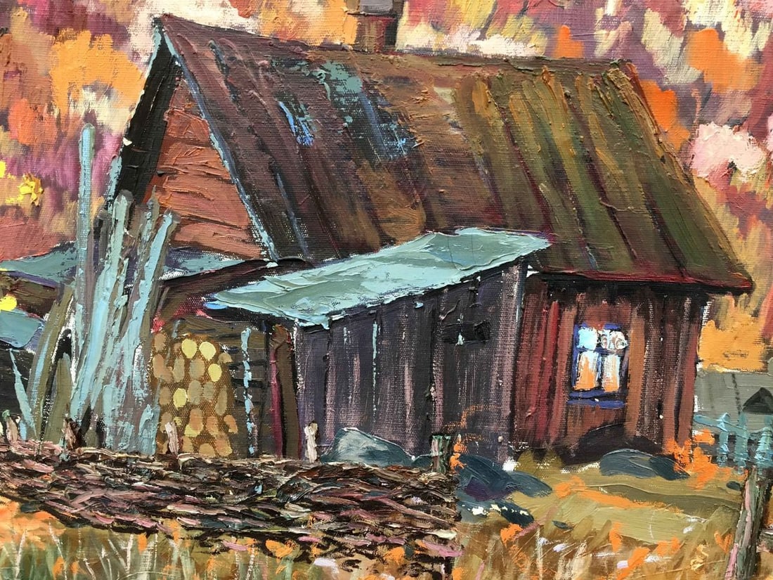 landscape of village oil painting - 6