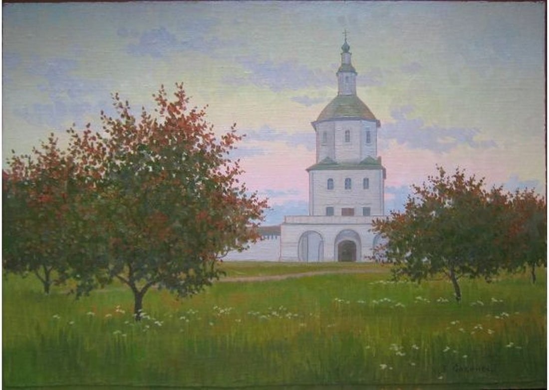Oil painting Church Kalebets Valery: Title: Oil painting Church Kalebets Valery Description: Sav 31 *** ABOUT THIS PAINTING *** * TITLE: "Church" * ARTISTS: Kalebets Valery * SIZE: 50x70 cm/'19.68x27.55 inches' * MEDIUM: oil, canvas * HA