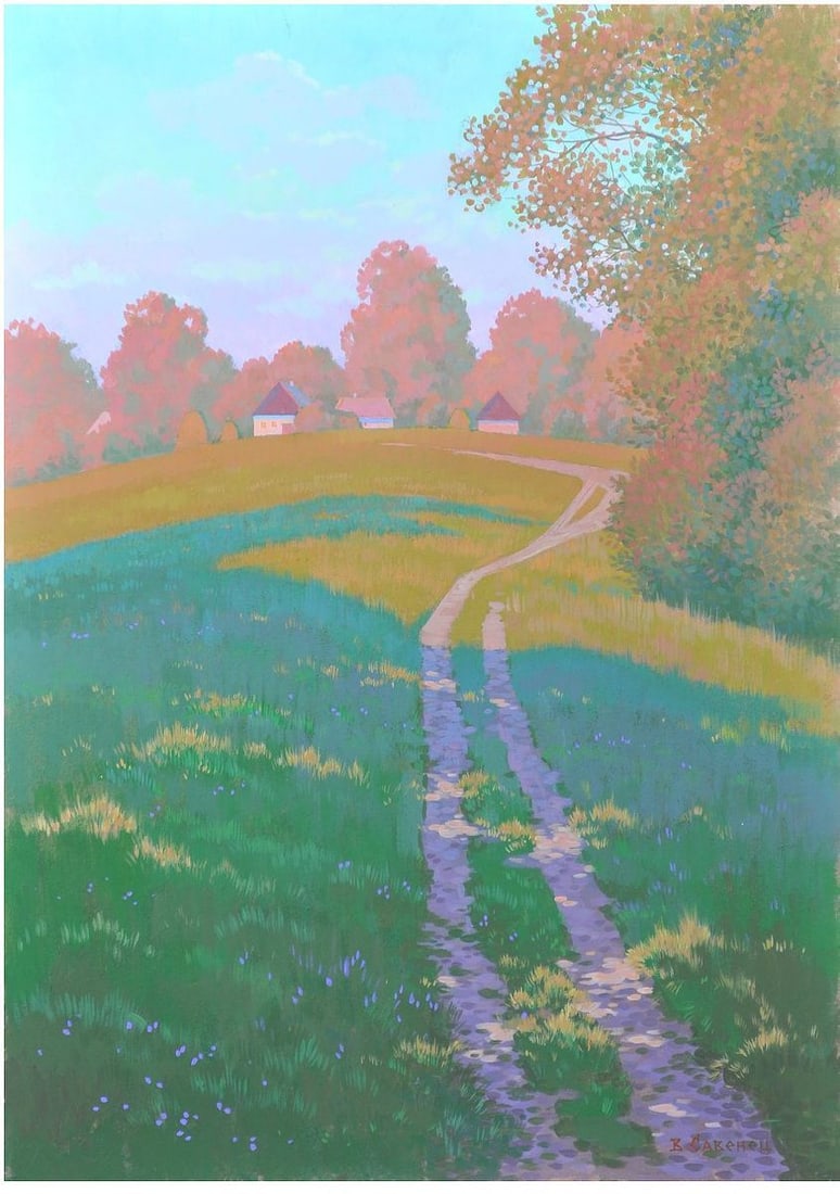 Acrylic painting Evening. August Kalebets Valery: Title: Acrylic painting Evening. August Kalebets Valery Description: Sav 61 *** ABOUT THIS PAINTING *** * TITLE: "Evening. August" * ARTISTS: Kalebets Valery * SIZE: 70x50 cm/'27.55x19.68 inches' * ME
