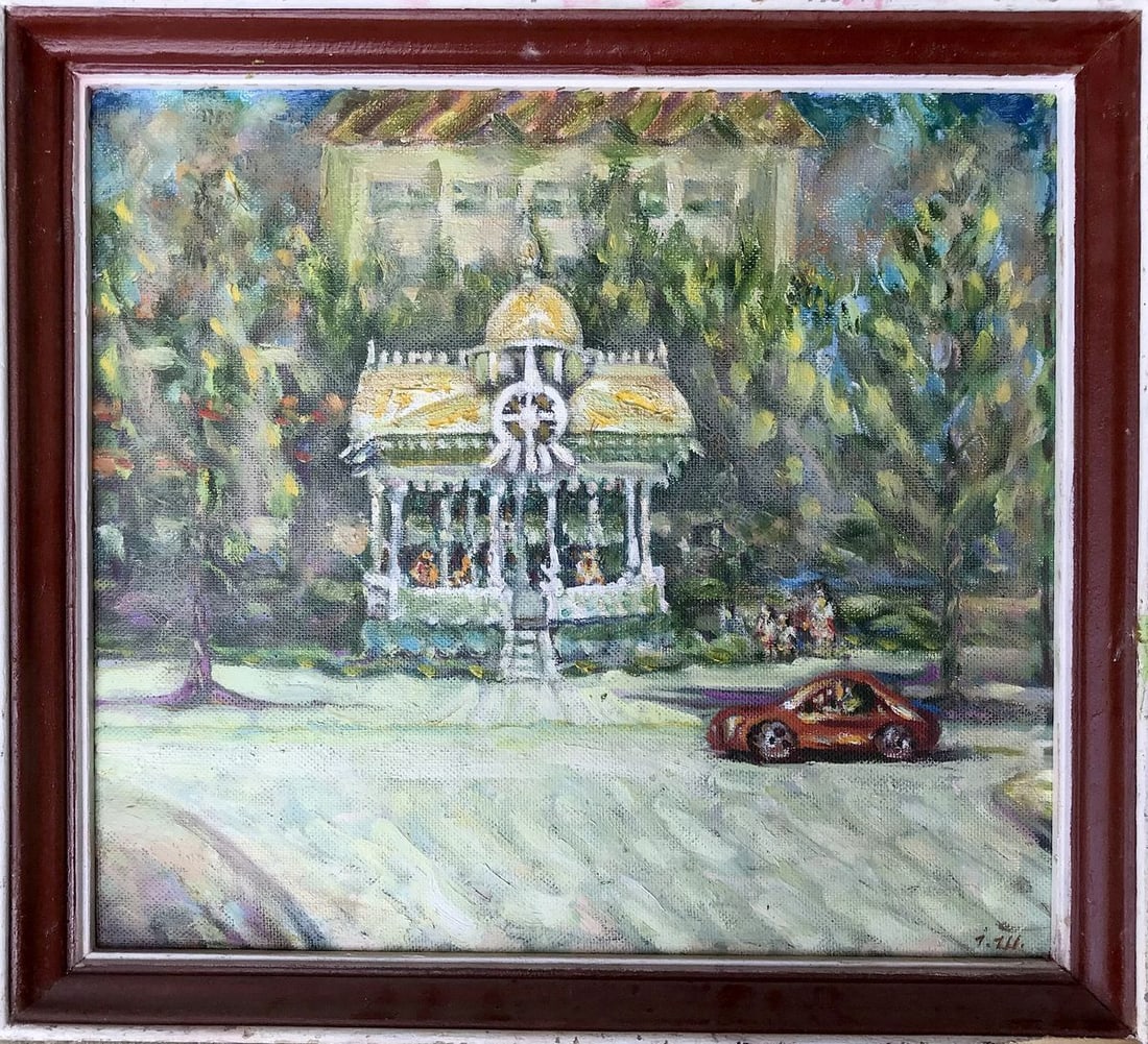 Oil painting Sumy gazebo Shapoval Ivan Leontyevich: Title: Oil painting Sumy gazebo Shapoval Ivan Leontyevich Description: AAA2995 "Sumy Gazebo" is an exquisite oil painting that captures the serene beauty of a city landscape. The artist skillfully